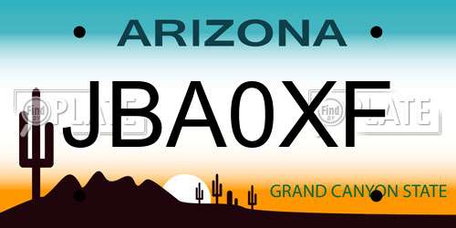 JBA0XF Arizona License Plate