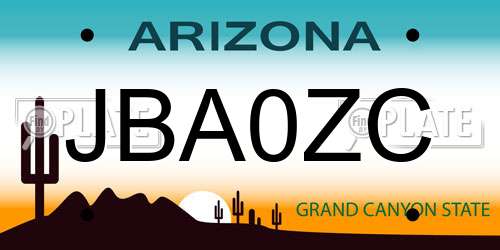 JBA0ZC Arizona License Plate