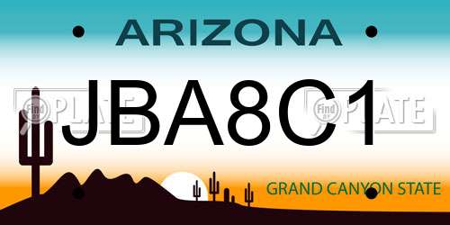 JBA8C1 Arizona License Plate