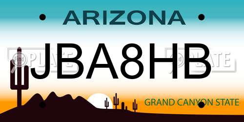JBA8HB Arizona License Plate