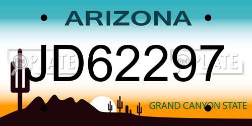 JD62297 Arizona License Plate