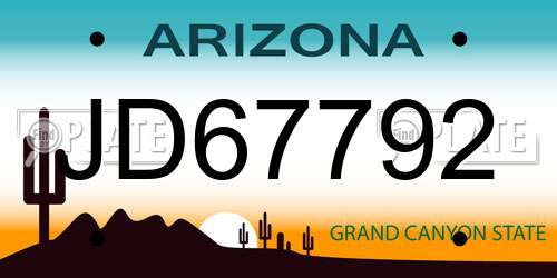 JD67792 Arizona License Plate