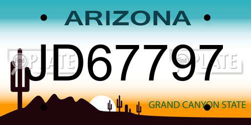 JD67797 Arizona License Plate