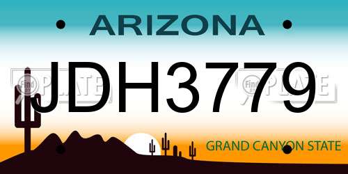 JDH3779 Arizona License Plate