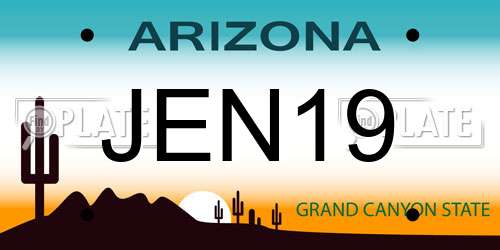 JEN19 Arizona License Plate