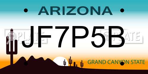 JF7P5B Arizona License Plate