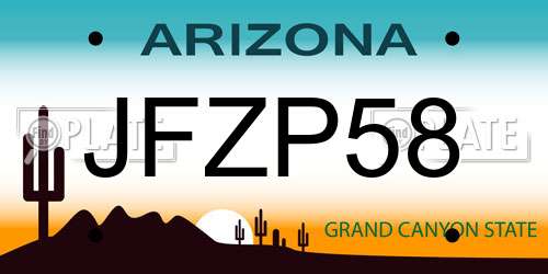 JFZP58 Arizona License Plate