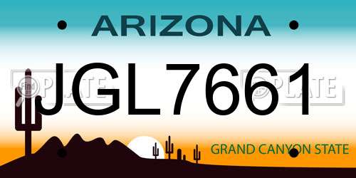 JGL7661 Arizona License Plate