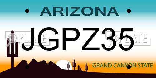 JGPZ35 Arizona License Plate