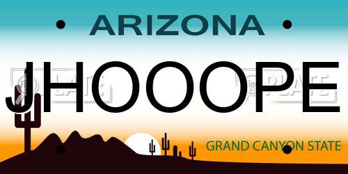 JHOOOPE Arizona License Plate