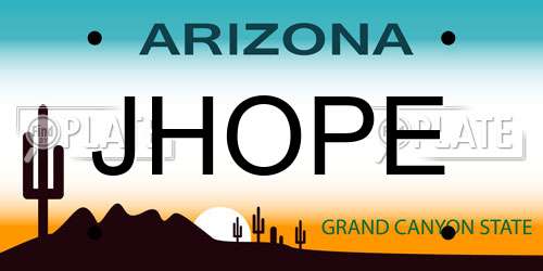 JHOPE Arizona License Plate