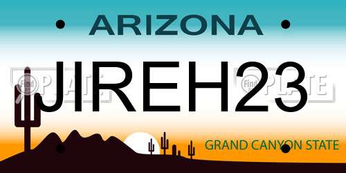 JIREH23 Arizona License Plate