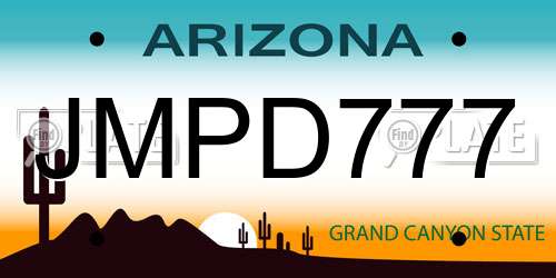 JMPD777 Arizona License Plate