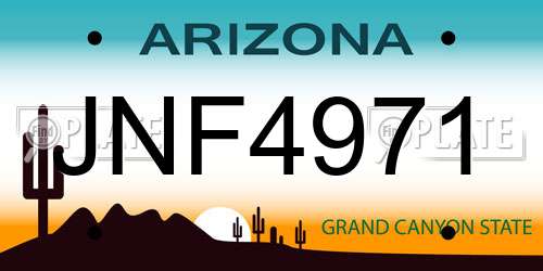 JNF4971 Arizona License Plate