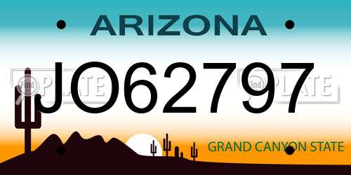 JO62797 Arizona License Plate