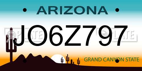 JO6Z797 Arizona License Plate