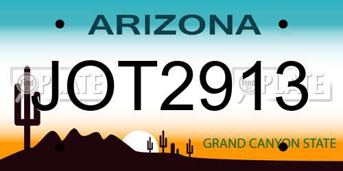 JOT2913 Arizona License Plate