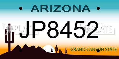 JP8452 Arizona License Plate