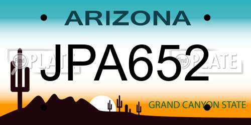 JPA652 Arizona License Plate