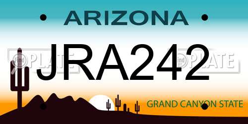 JRA242 Arizona License Plate