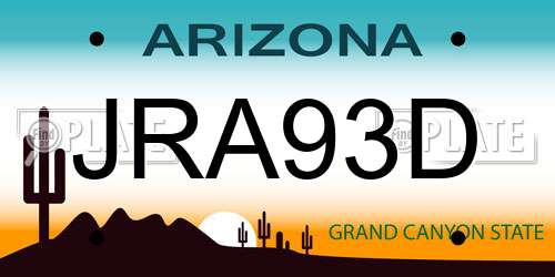 JRA93D Arizona License Plate
