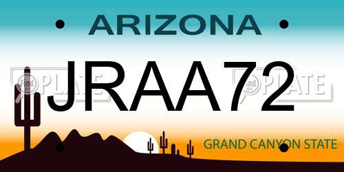 JRAA72 Arizona License Plate