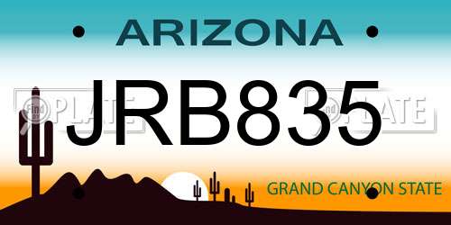 JRB835 Arizona License Plate
