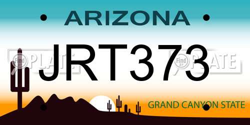 JRT373 Arizona License Plate