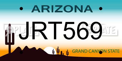 JRT569 Arizona License Plate