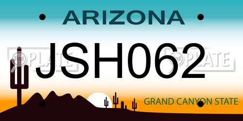 JSH062 Arizona License Plate