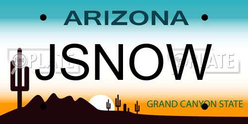 JSNOW Arizona License Plate