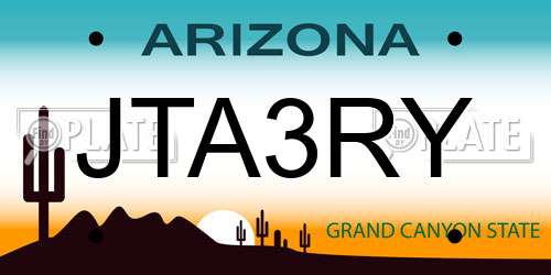 JTA3RY Arizona License Plate