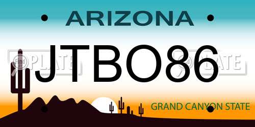 JTBO86 Arizona License Plate