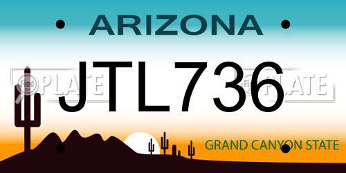 JTL736 Arizona License Plate