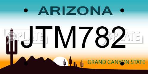 JTM782 Arizona License Plate