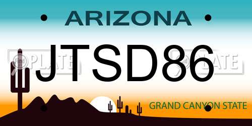 JTSD86 Arizona License Plate