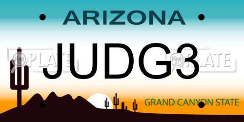 JUDG3 Arizona License Plate