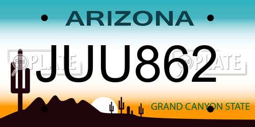 JUU862 Arizona License Plate