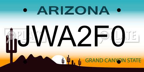 JWA2F0 Arizona License Plate