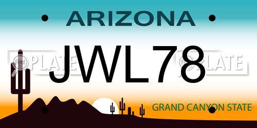 JWL78 Arizona License Plate