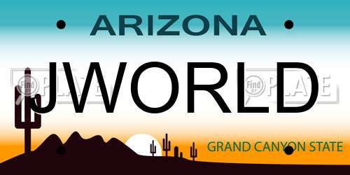 JWORLD Arizona License Plate