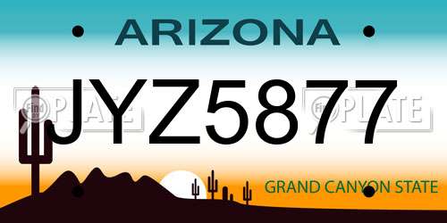 JYZ5877 Arizona License Plate