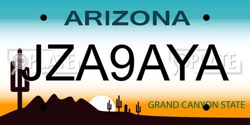 JZA9AYA Arizona License Plate