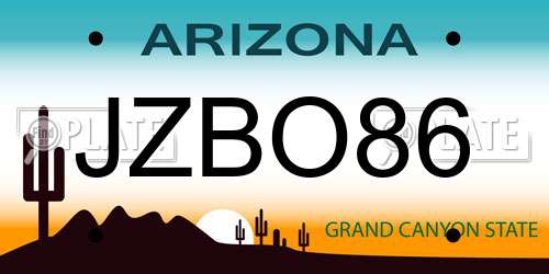 JZBO86 Arizona License Plate