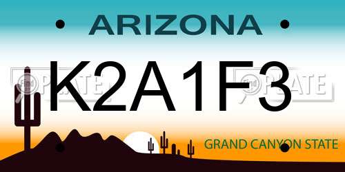 K2A1F3 Arizona License Plate