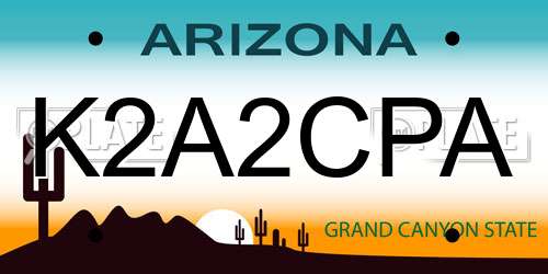 K2A2CPA Arizona License Plate