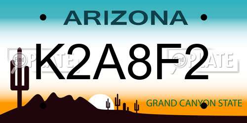 K2A8F2 Arizona License Plate