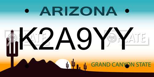 K2A9YY Arizona License Plate