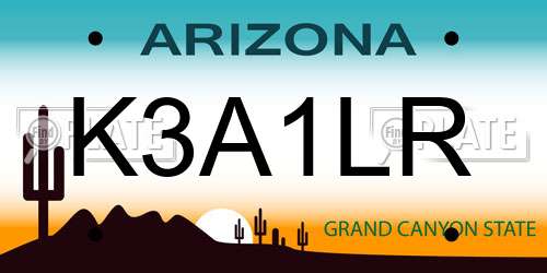 K3A1LR Arizona License Plate