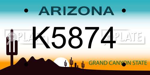 K5874 Arizona License Plate